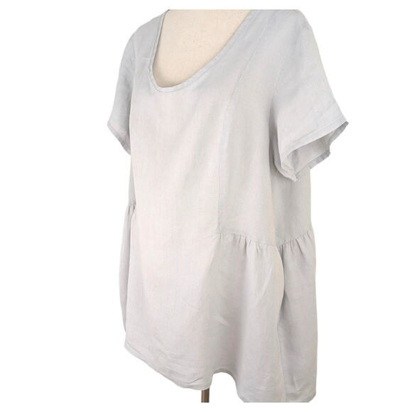 FLAX Women’s MED Gray Linen Scoop Neck Oversized Tunic Top - Picture 3 of 7